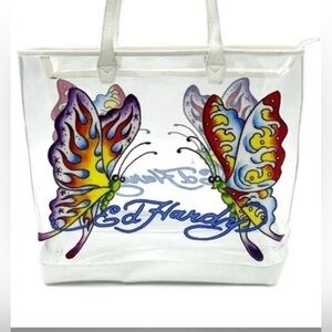 New- Ed Hardy butterfly clear tote bag -Handbag ❤️MSRP$159